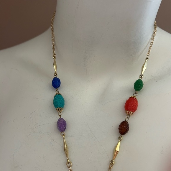 4/$100 LUCITE Colourful Beaded tassel 1970 Necklace 24 inches 🥳 - Picture 4 of 6
